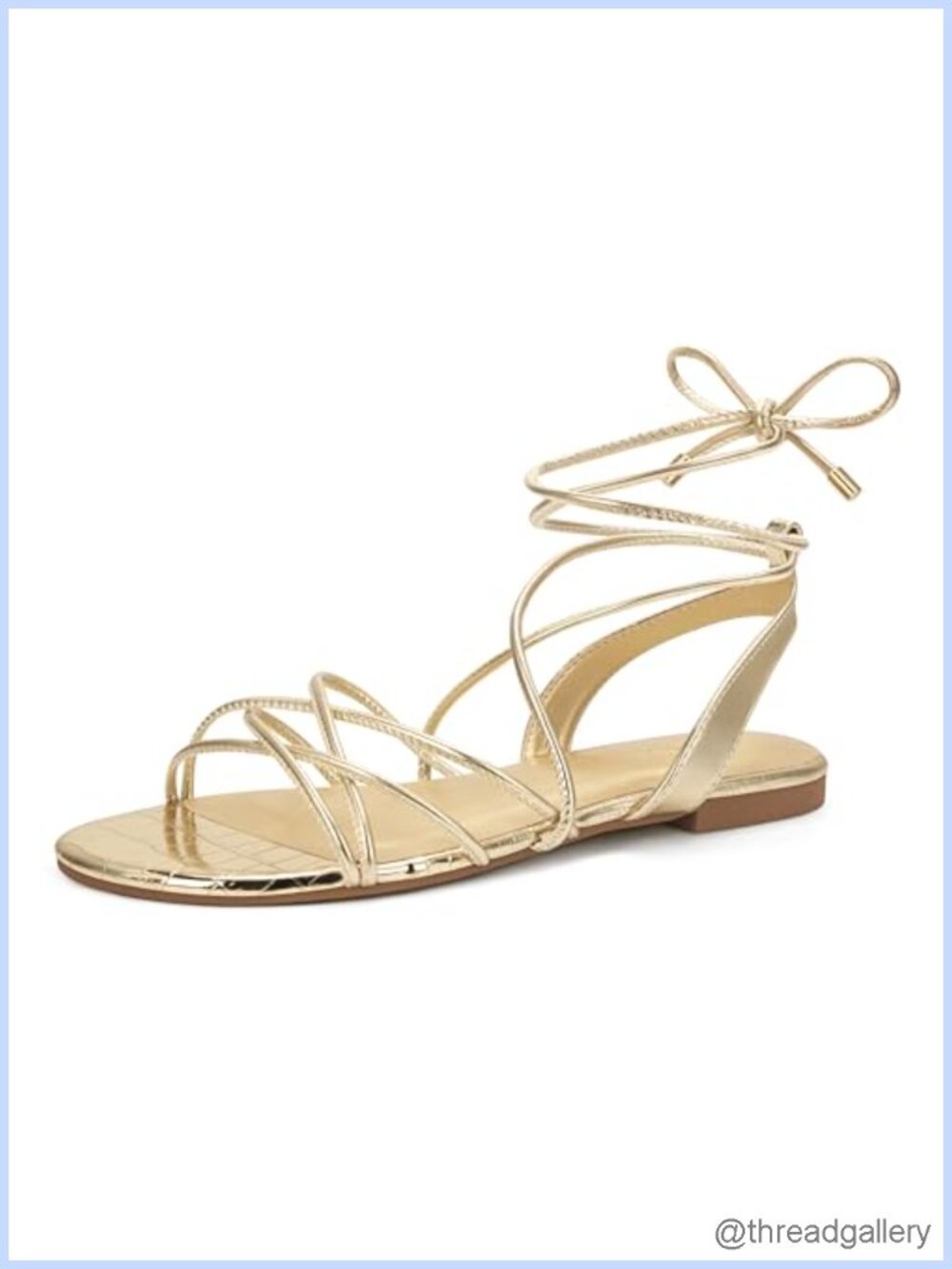 Women's Lace Up Strappy Sandals Flat Open Toe Summer Wrap Tie Up Shoes